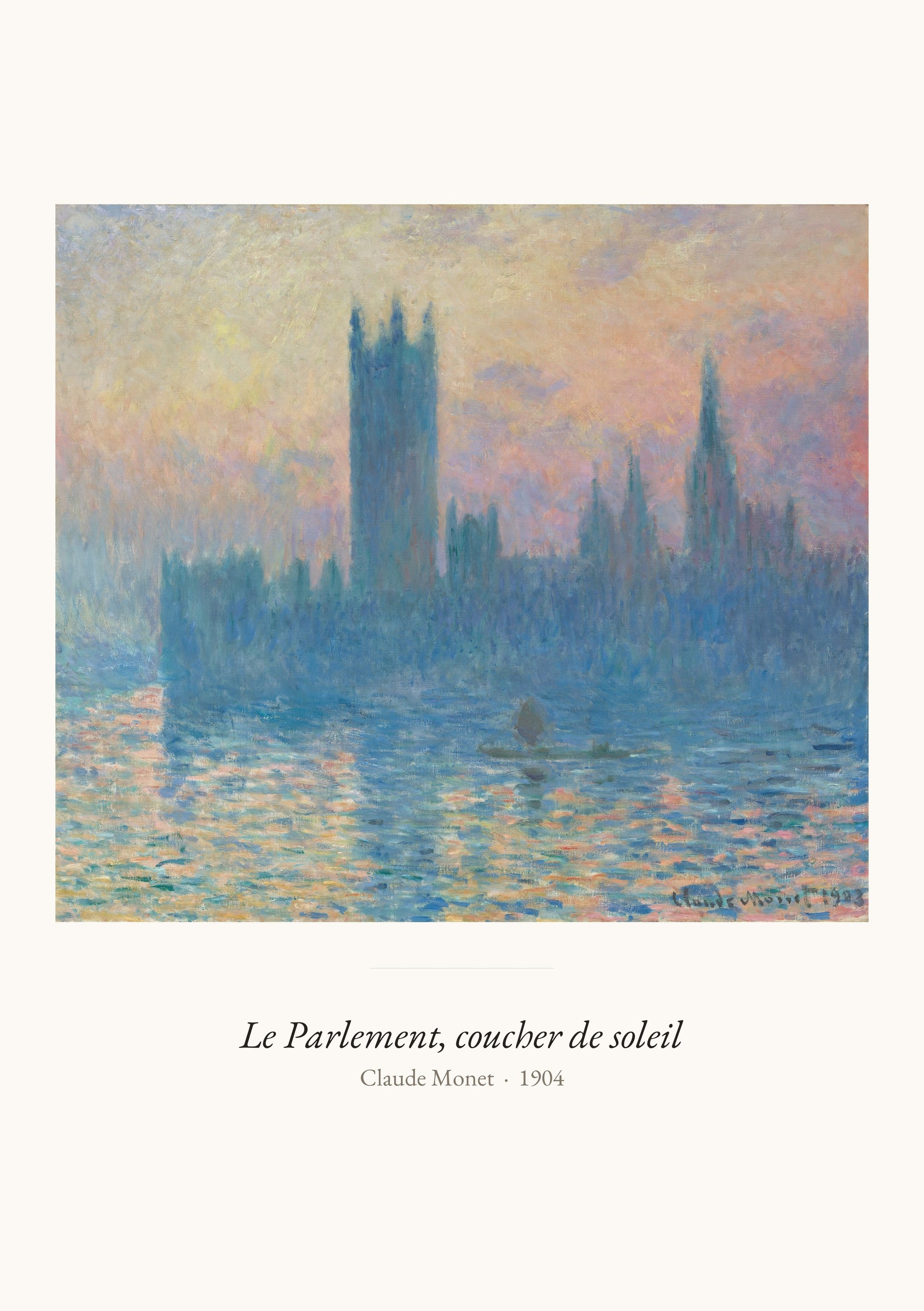 Le Parlement, coucher de soleil, Monet | Affiche Art Premium