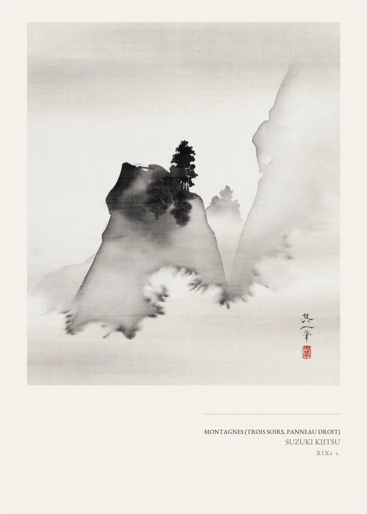 Montagnes - Suzuki Kiitsu - Peinture Japonaise, l'affiche seule, papier épais mat éco-responsable