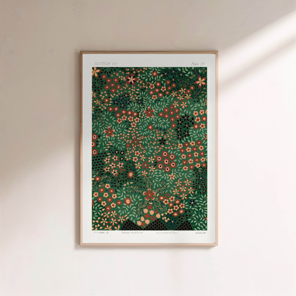 Japanese Floral Design Section VII - Floral Print, framed poster on a light wall