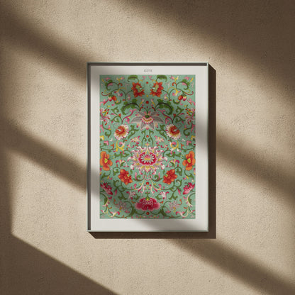 Planche LXXVII en 50x70, encadré sur un mur beige, ombres de fenêtre