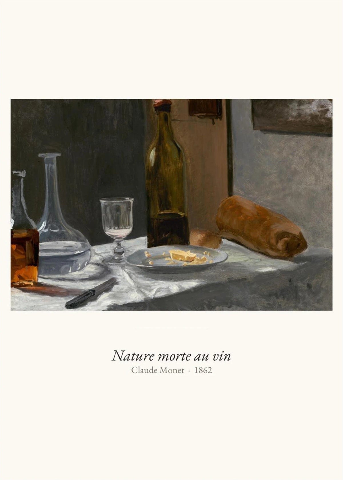 Nature morte au vin, Claude Monet | Affiche Art Premium, l'affiche seule, papier épais mat éco-responsable