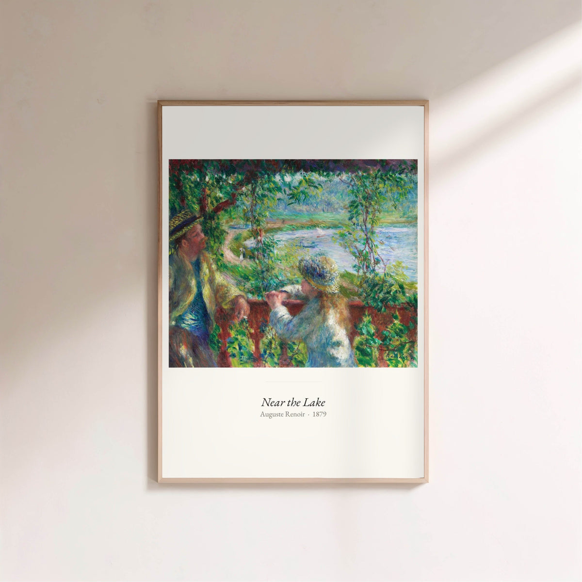 Near the Lake, Auguste Renoir | Affiche Art Premium, affiche encadrée sur un mur clair