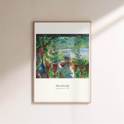 Near the Lake, Auguste Renoir | Affiche Art Premium, affiche encadrée sur un mur clair