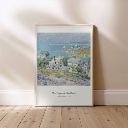 New England Headlands, Childe Hassam, affiche encadrée posée au sol, cadre bois clair