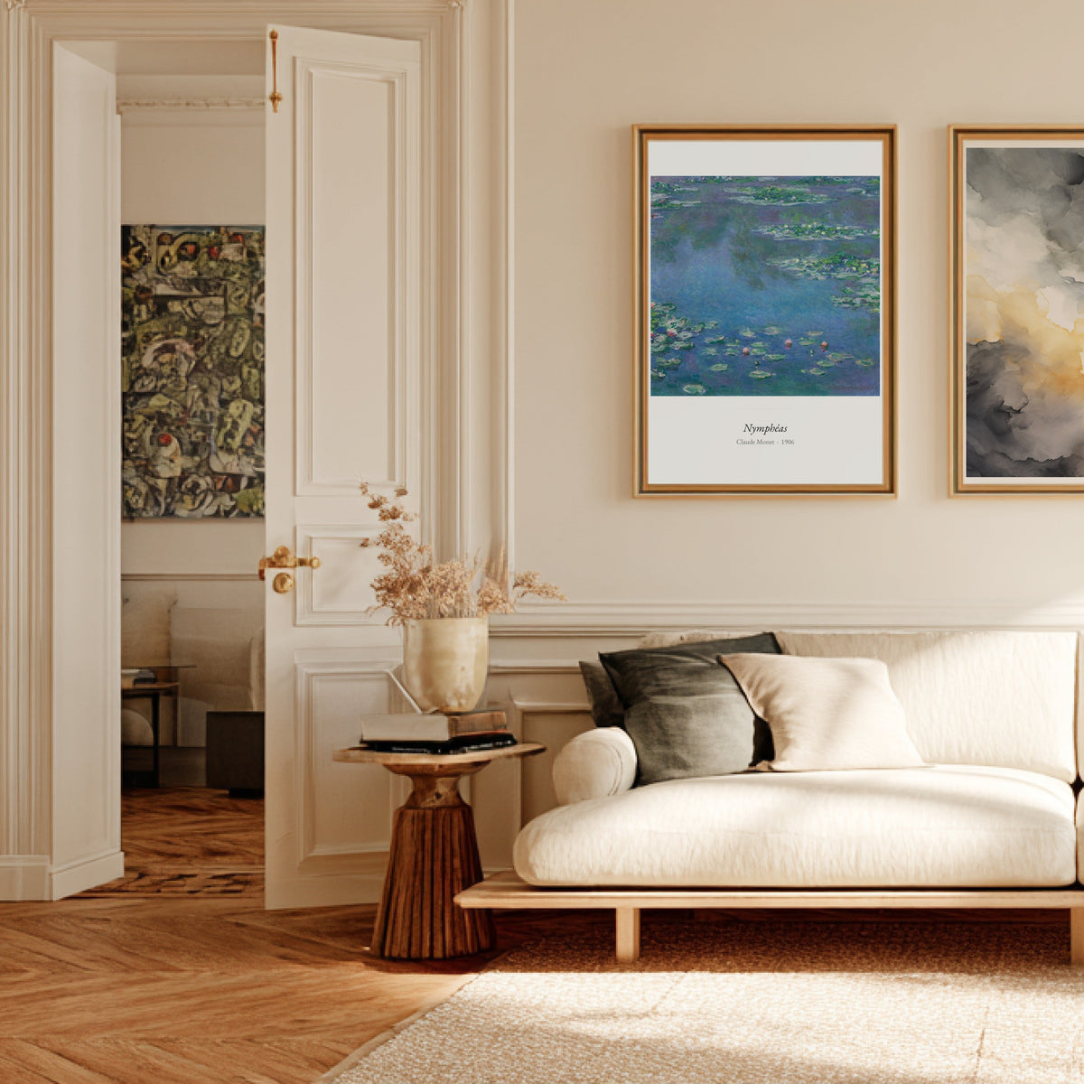 Nymphéas, Claude Monet | Affiche Art Premium, affiche encadrée dans un salon haussmannien