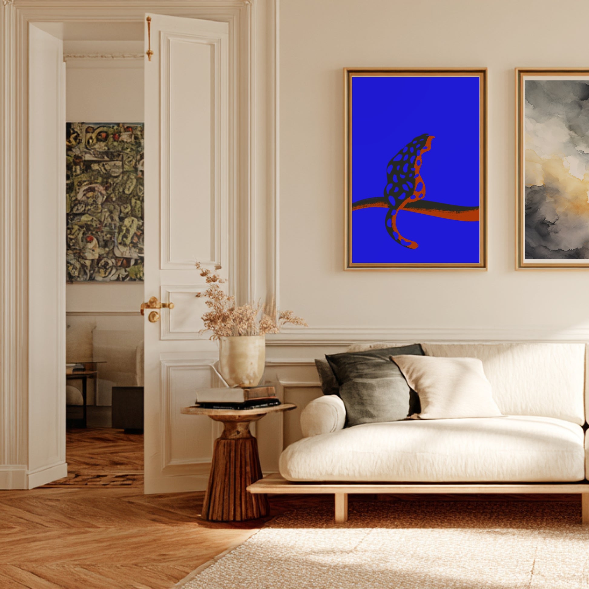Burning Blue | Poster Abstrait en situation