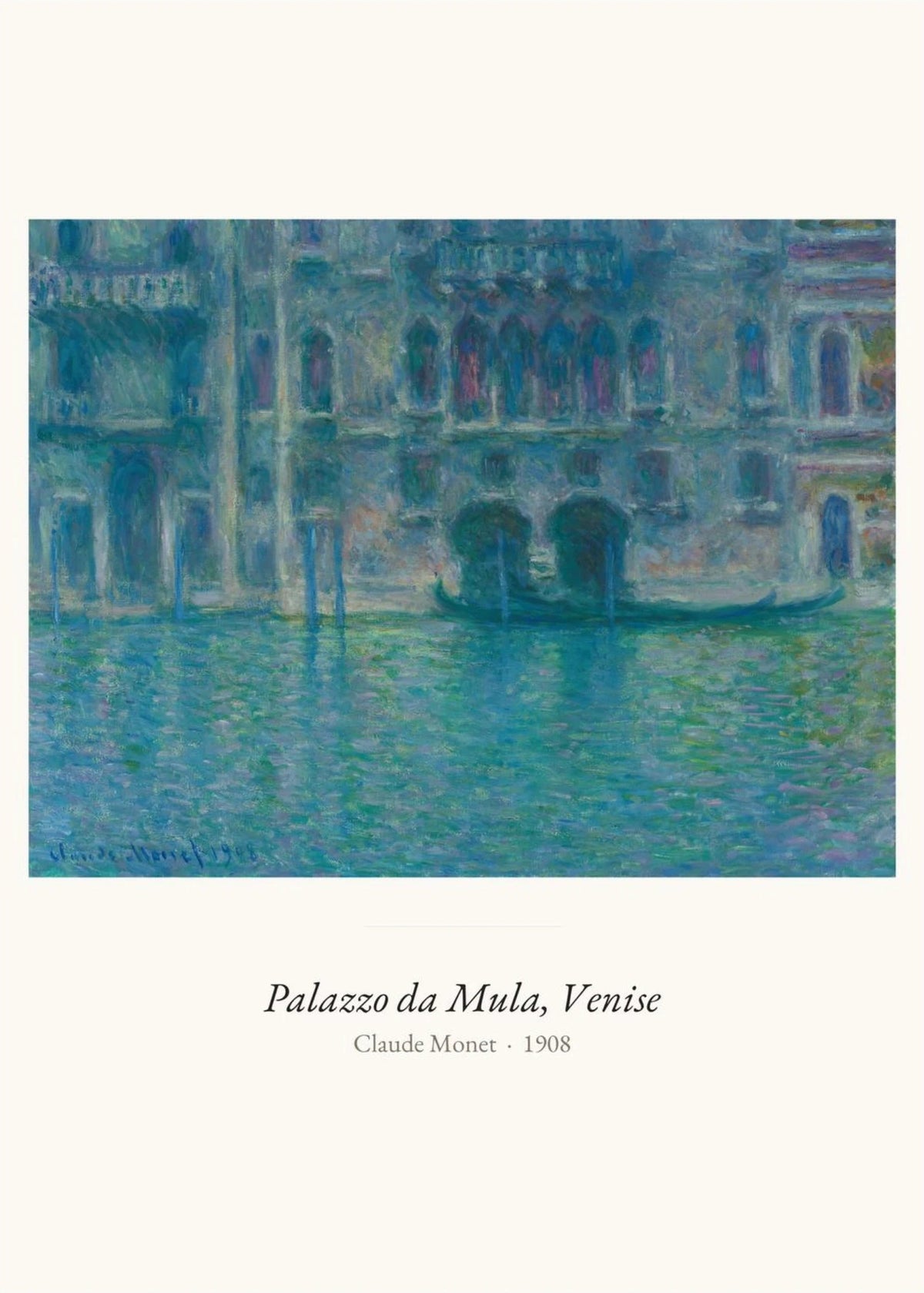 Palazzo da Mula, Venise, Claude Monet, l'affiche seule, papier épais mat éco-responsable