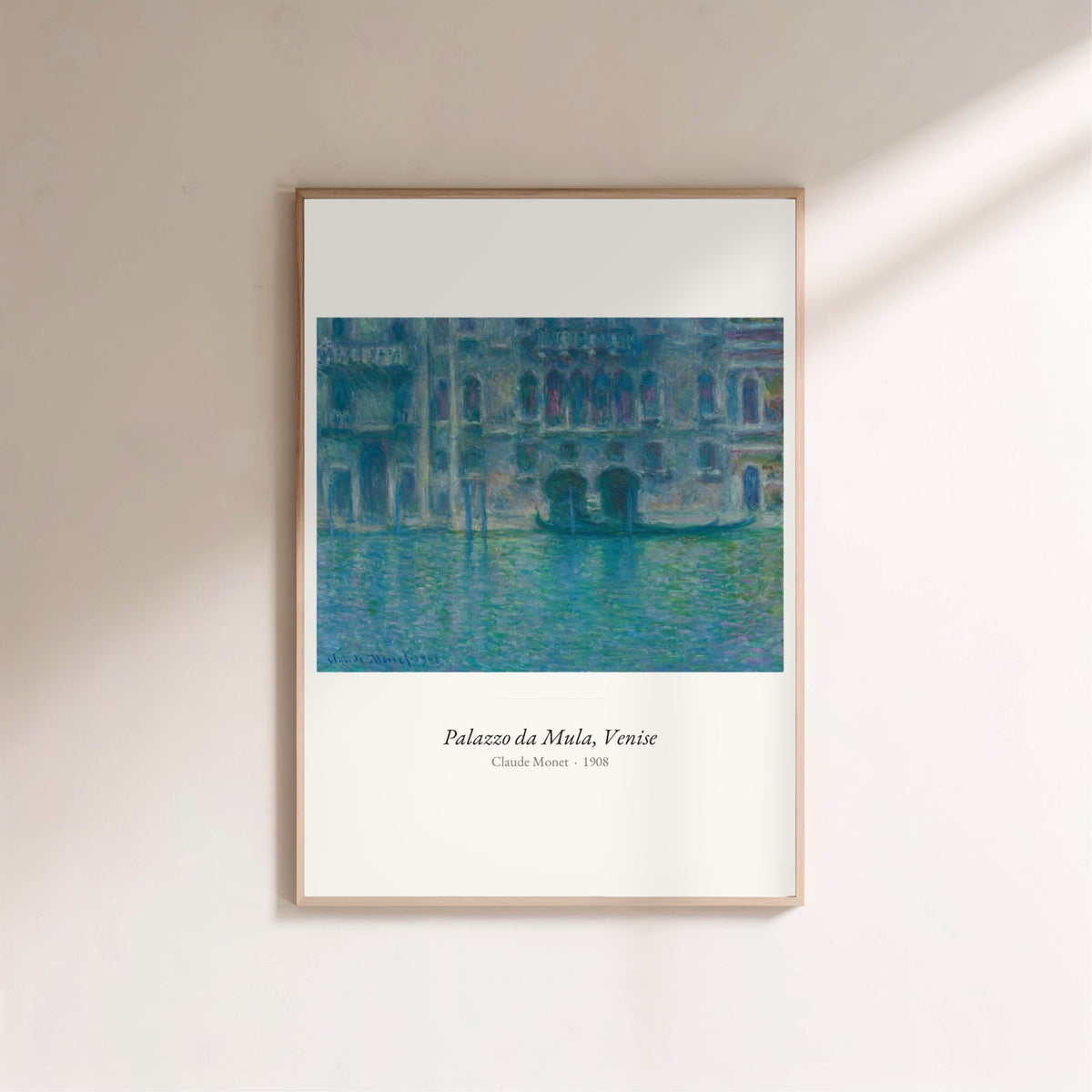 Palazzo da Mula, Venise, Claude Monet, affiche encadrée sur un mur clair