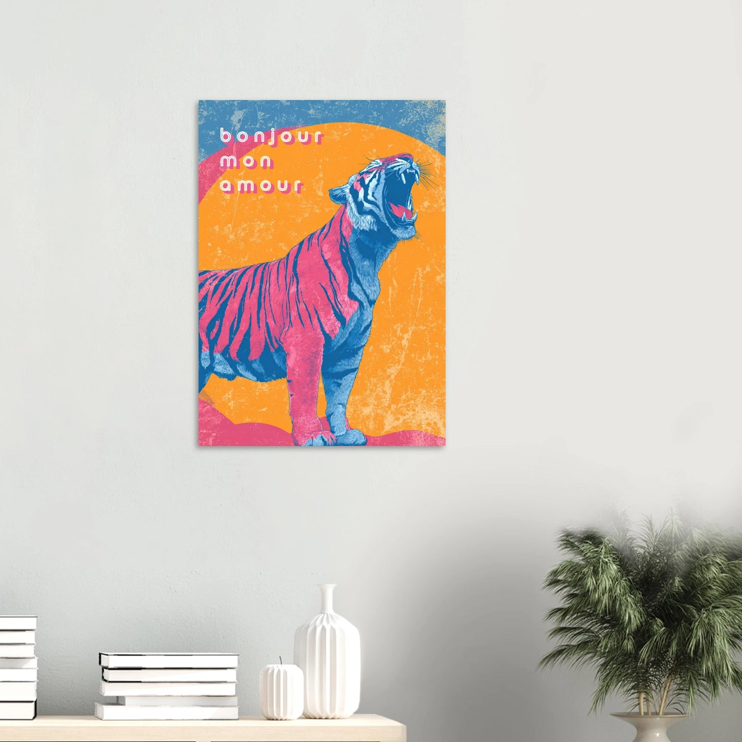 affiche vintage rose et bleue