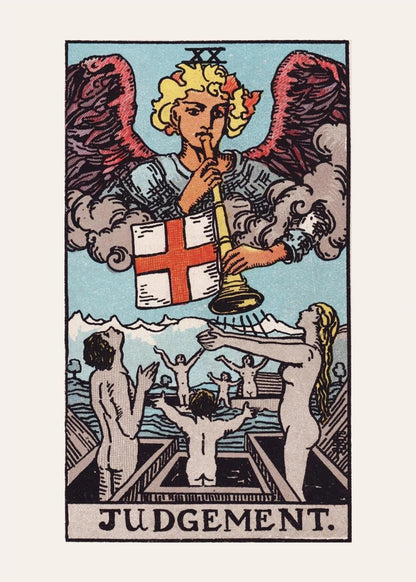 Le Jugement, arcane XX du tarot Rider-Waite, l'affiche seule, papier épais mat éco-responsable