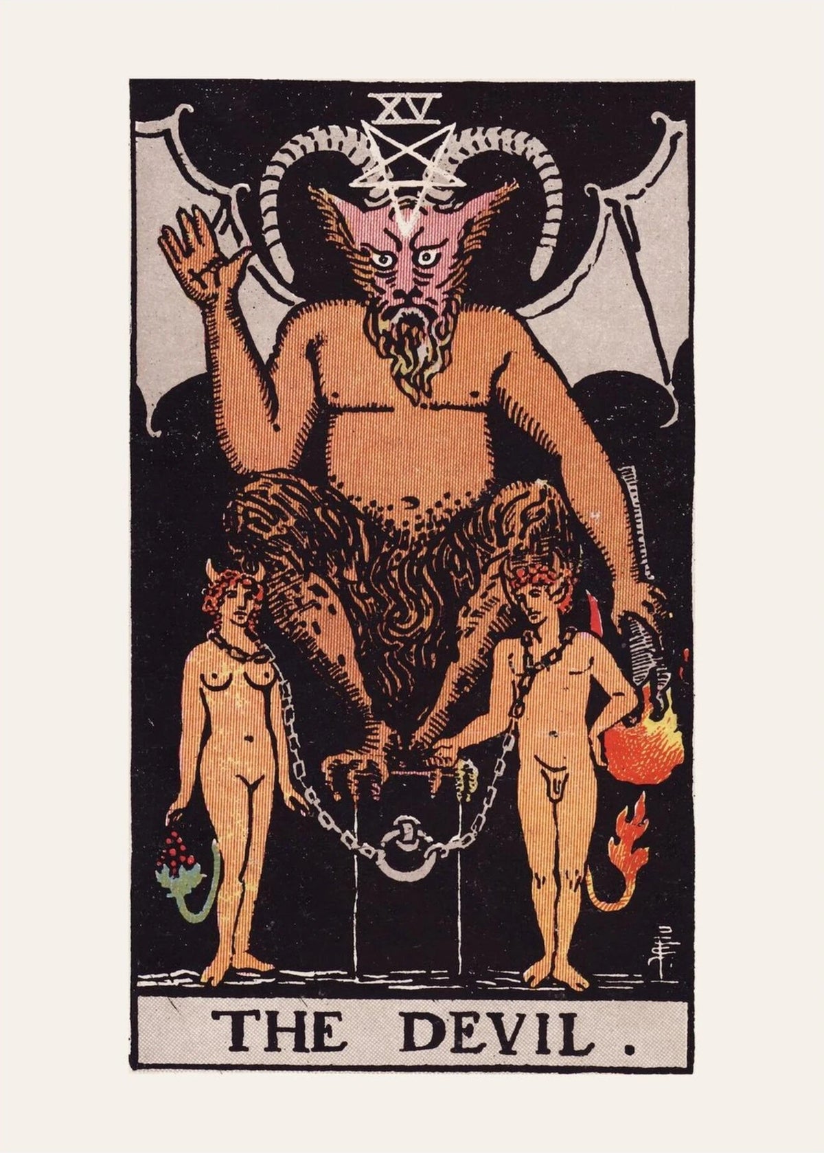 Le Diable, arcane XV du tarot Rider-Waite, l'affiche seule, papier épais mat éco-responsable