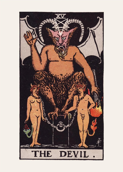 Le Diable, arcane XV du tarot Rider-Waite, l'affiche seule, papier épais mat éco-responsable