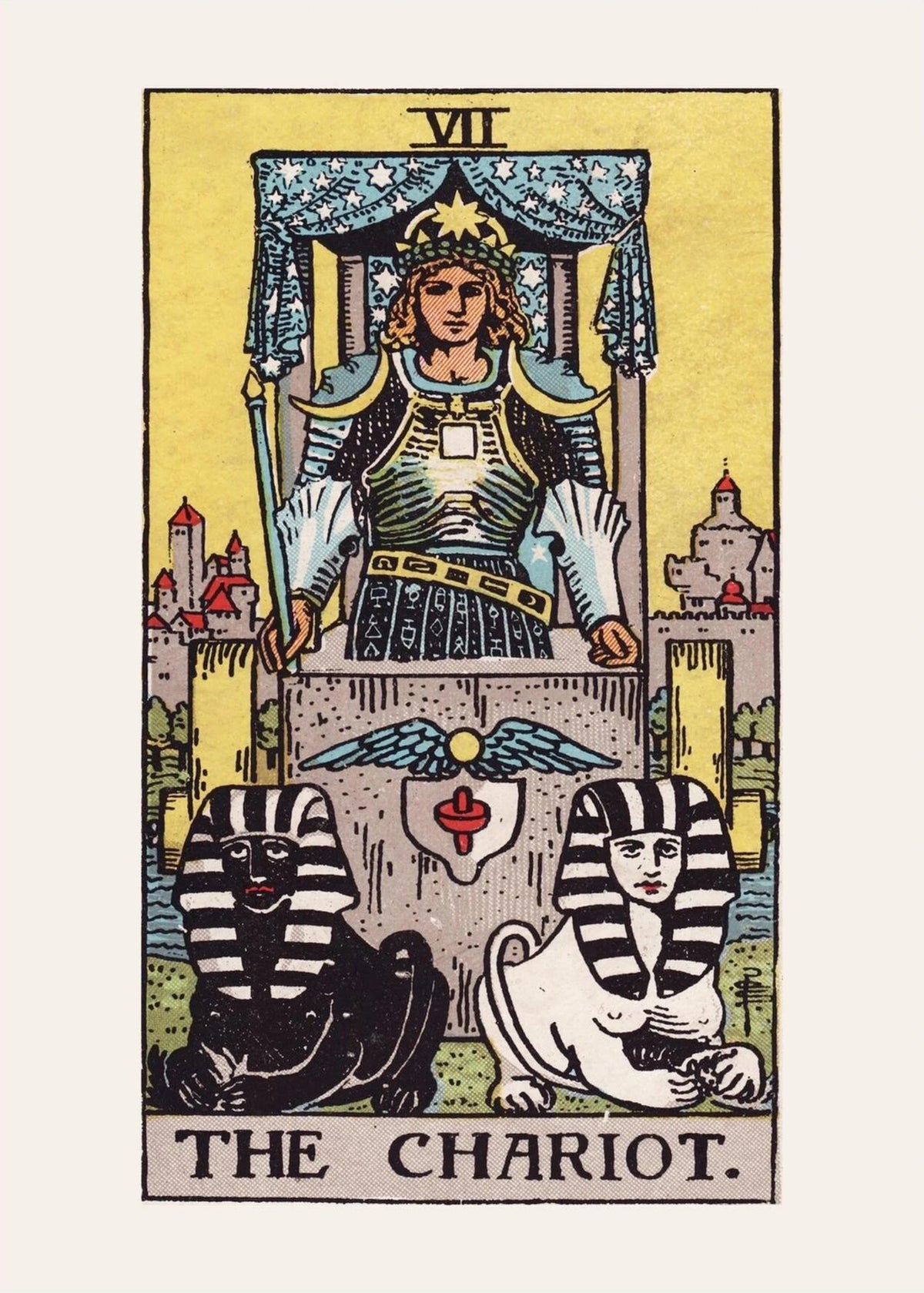 Le Chariot, arcane VII du tarot Rider-Waite, l'affiche seule, papier épais mat éco-responsable