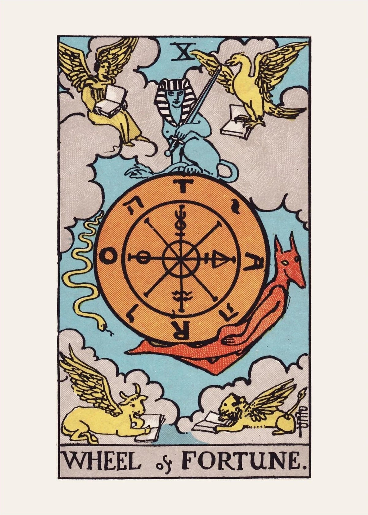 Wheel of Fortune, X: Rider-Waite tarot print, the poster alone, thick matte eco-friendly paper