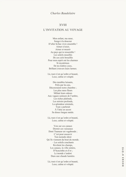 L'Invitation au voyage, l'affiche seule, papier épais mat éco-responsable