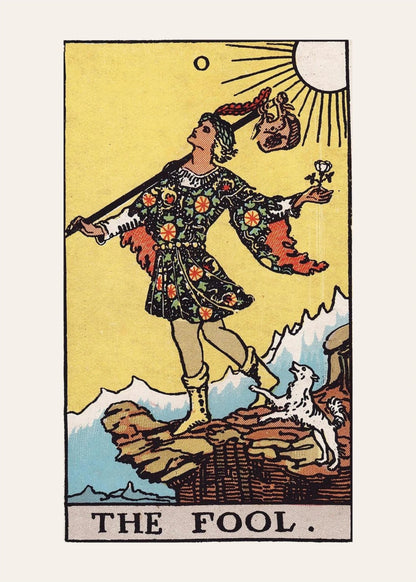 Le Mat, arcane 0 du tarot Rider-Waite, l'affiche seule, papier épais mat éco-responsable