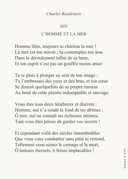 L'homme et la mer - Charles Baudelaire | Poster Poésie, l'affiche seule, papier épais mat éco-responsable