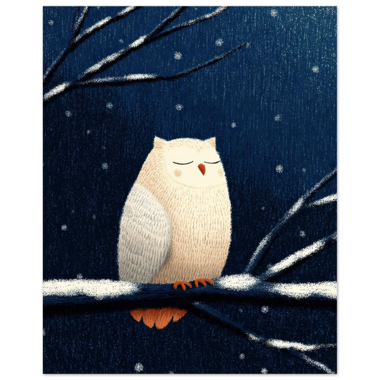 Affiche enfant - Chouette chouette sous la neige | Heure d'Été Studio