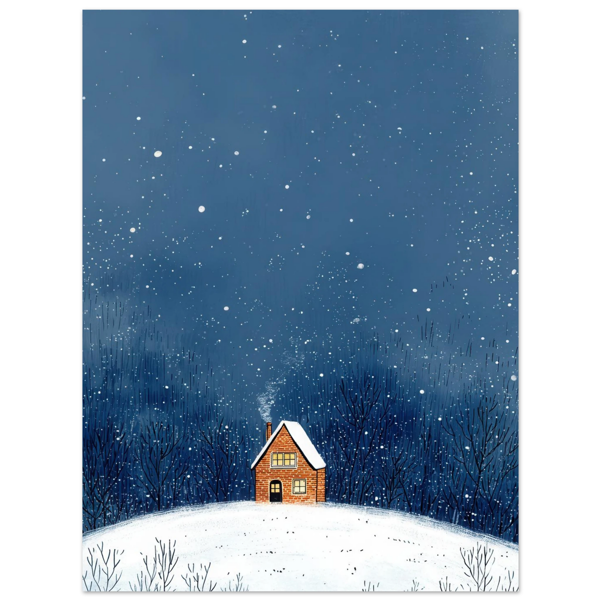 Affiche enfant - La maison sous la neige | Heure d'Été Studio