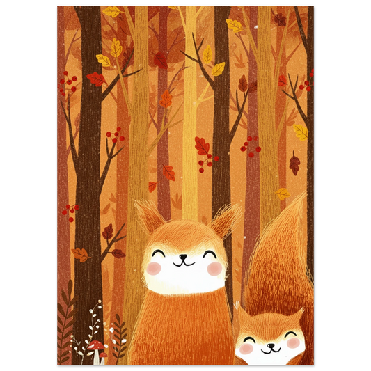 Affiche enfants - L'automne des écureuils | Heure d'Été Studio