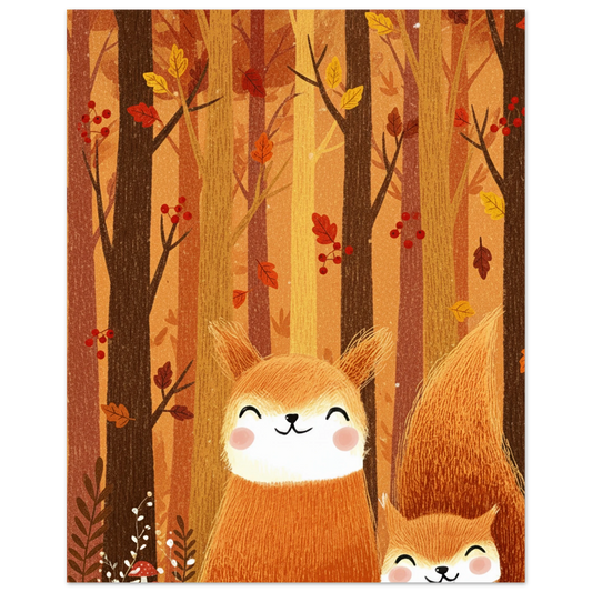 Affiche enfants - L'automne des écureuils | Heure d'Été Studio