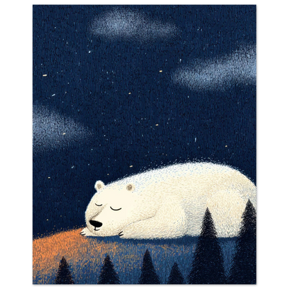 Affiche enfant - Ours polaire sous les étoiles | Heure d'Été Studio
