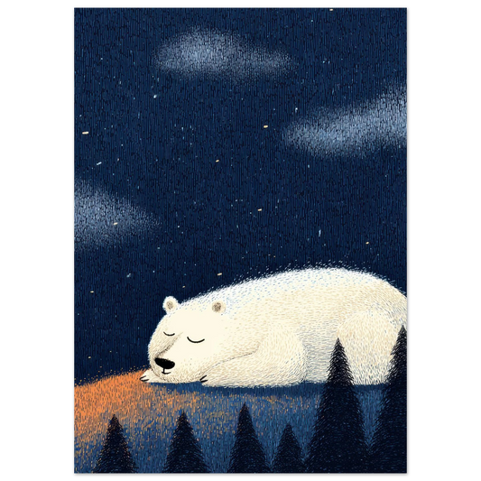 Affiche enfant - Ours polaire sous les étoiles | Heure d'Été Studio