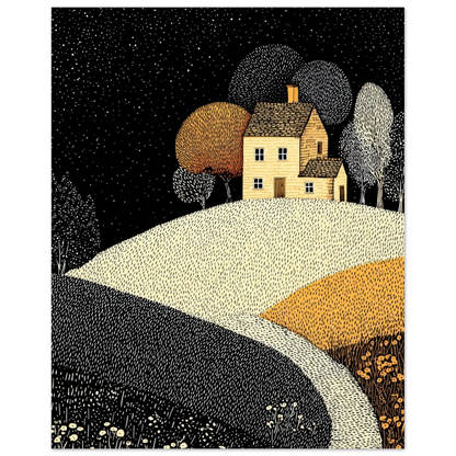 Affiche enfant maison pointilliste | Heure d'Été Studio