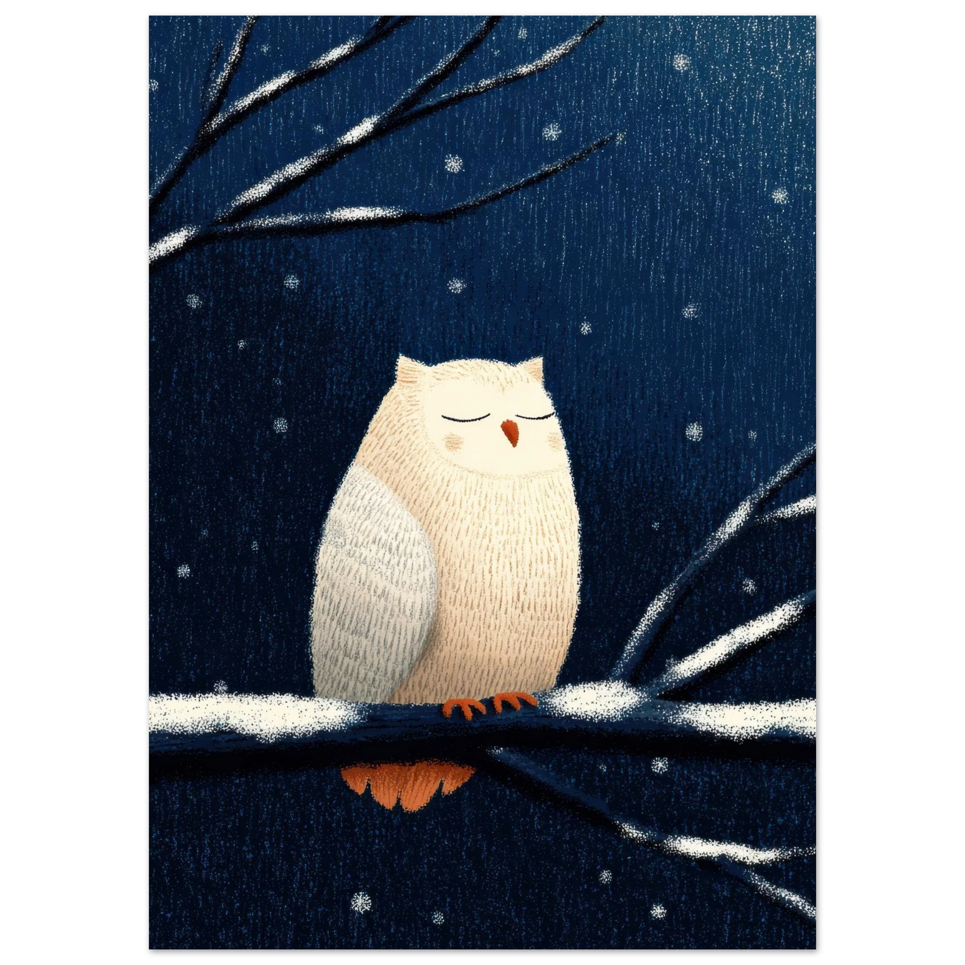 Affiche enfant - Chouette chouette sous la neige | Heure d'Été Studio