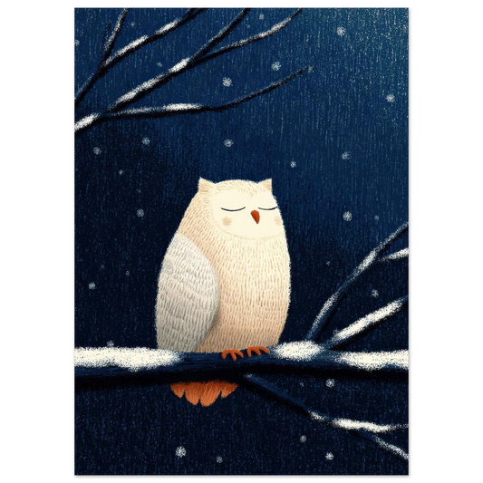 Affiche enfant - Chouette chouette sous la neige | Heure d'Été Studio