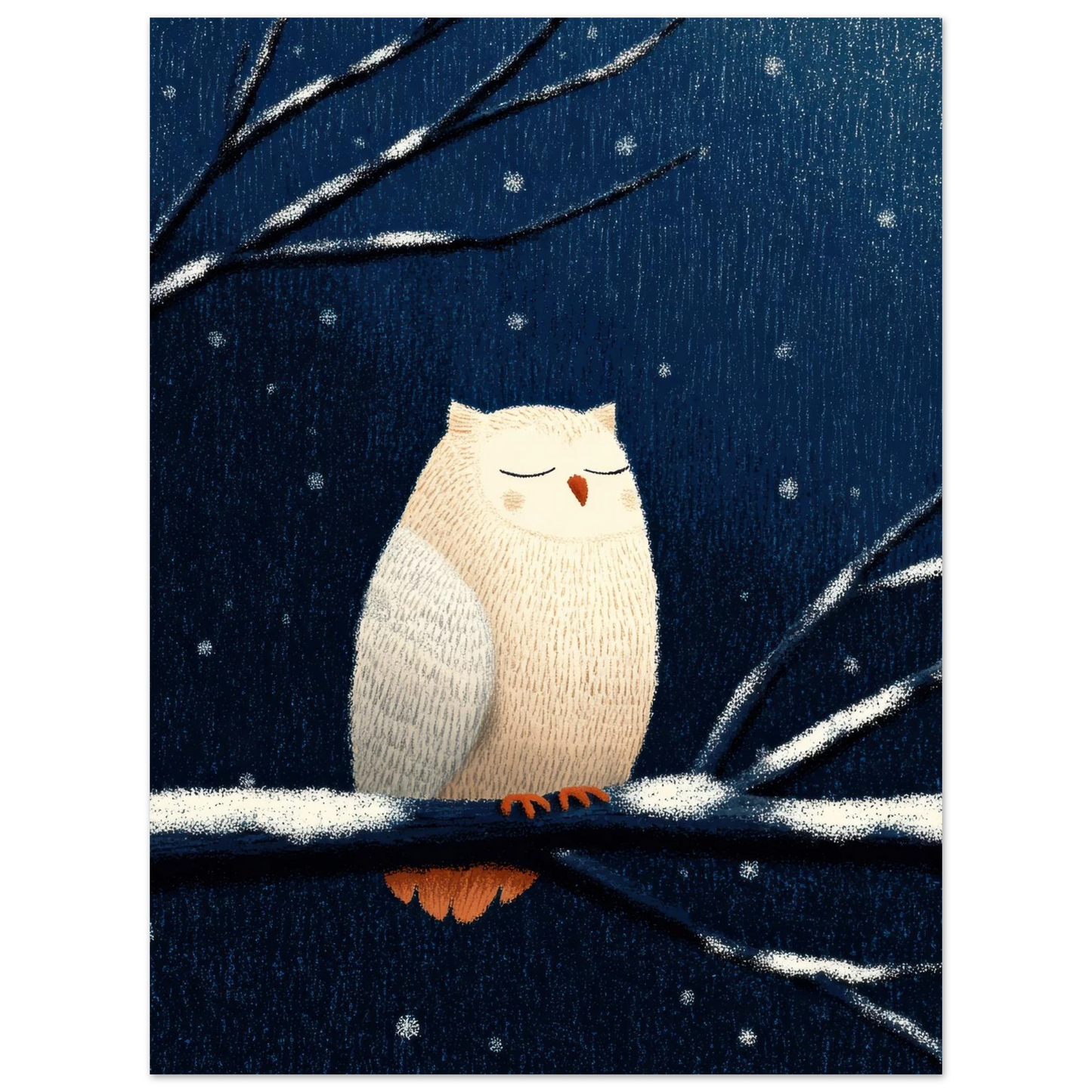 Affiche enfant - Chouette chouette sous la neige | Heure d'Été Studio