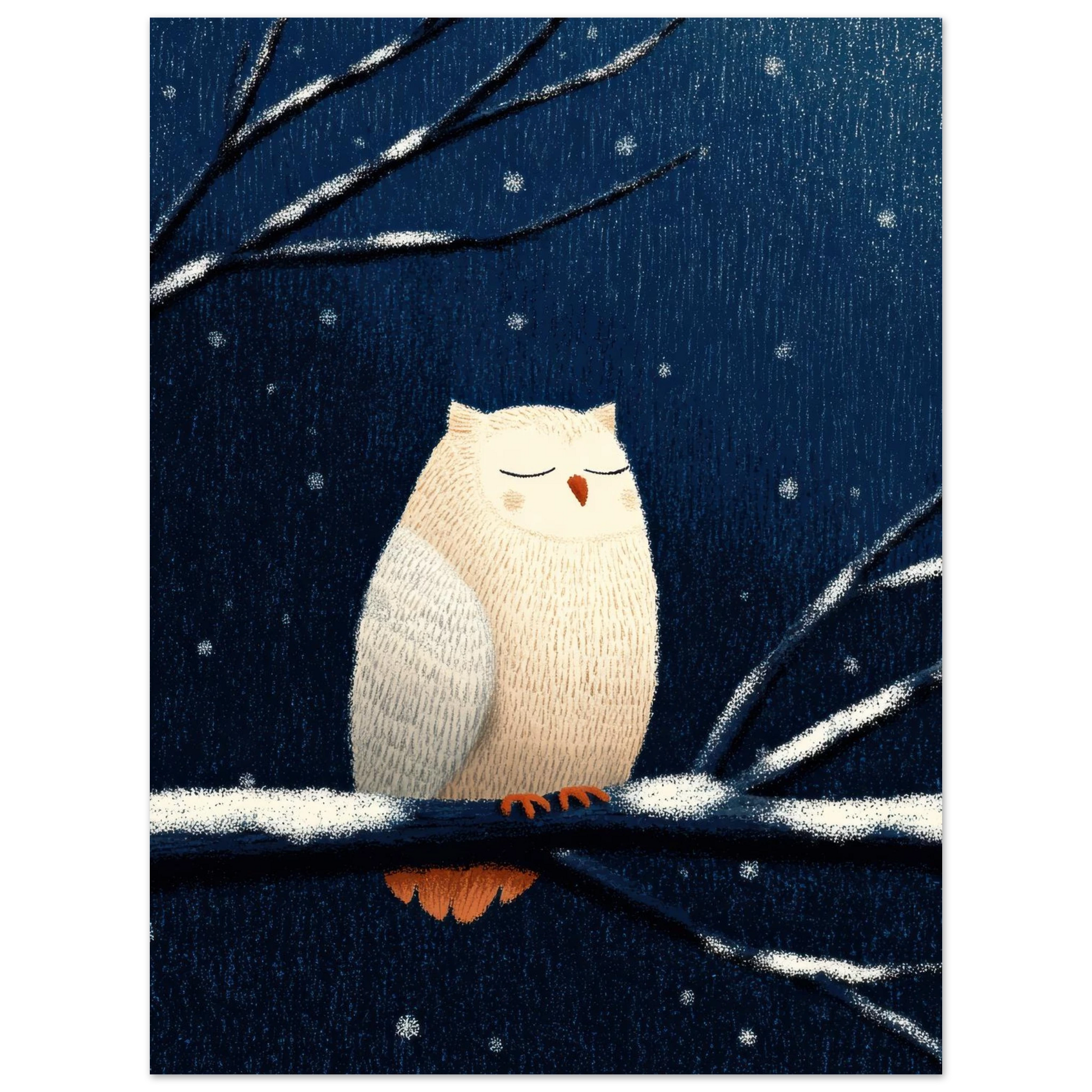 Affiche enfant - Chouette chouette sous la neige | Heure d'Été Studio