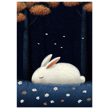 Affiche enfant - Lapin blanc endormi | Heure d'Été Studio