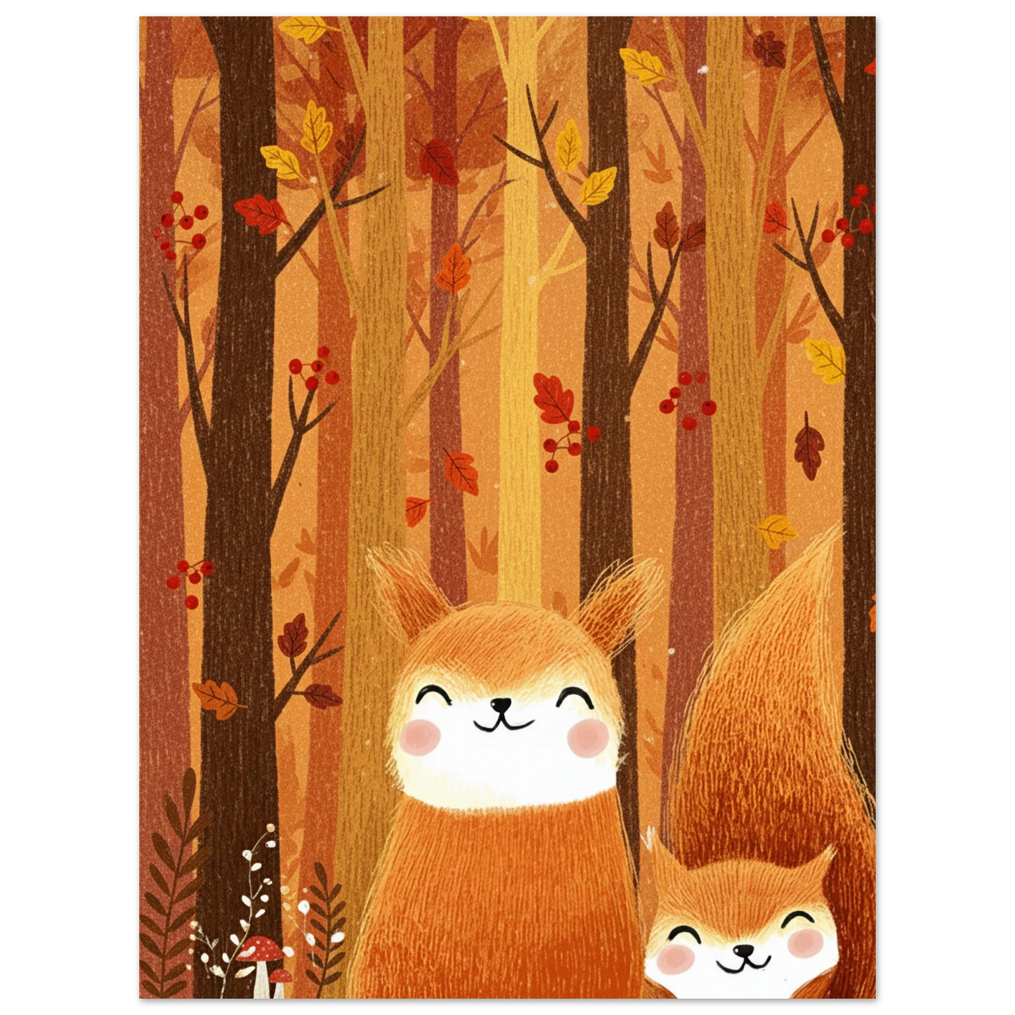 Affiche enfants - L'automne des écureuils | Heure d'Été Studio