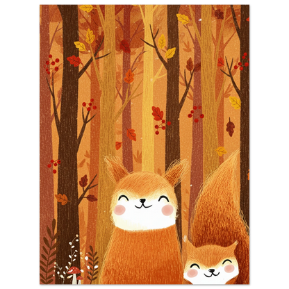 Affiche enfants - L'automne des écureuils | Heure d'Été Studio