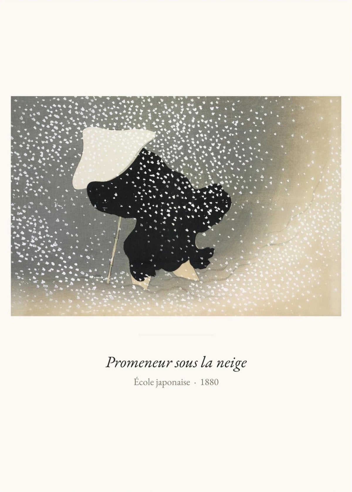 Promeneur sous la neige, École japonaise, l'affiche seule, papier épais mat éco-responsable