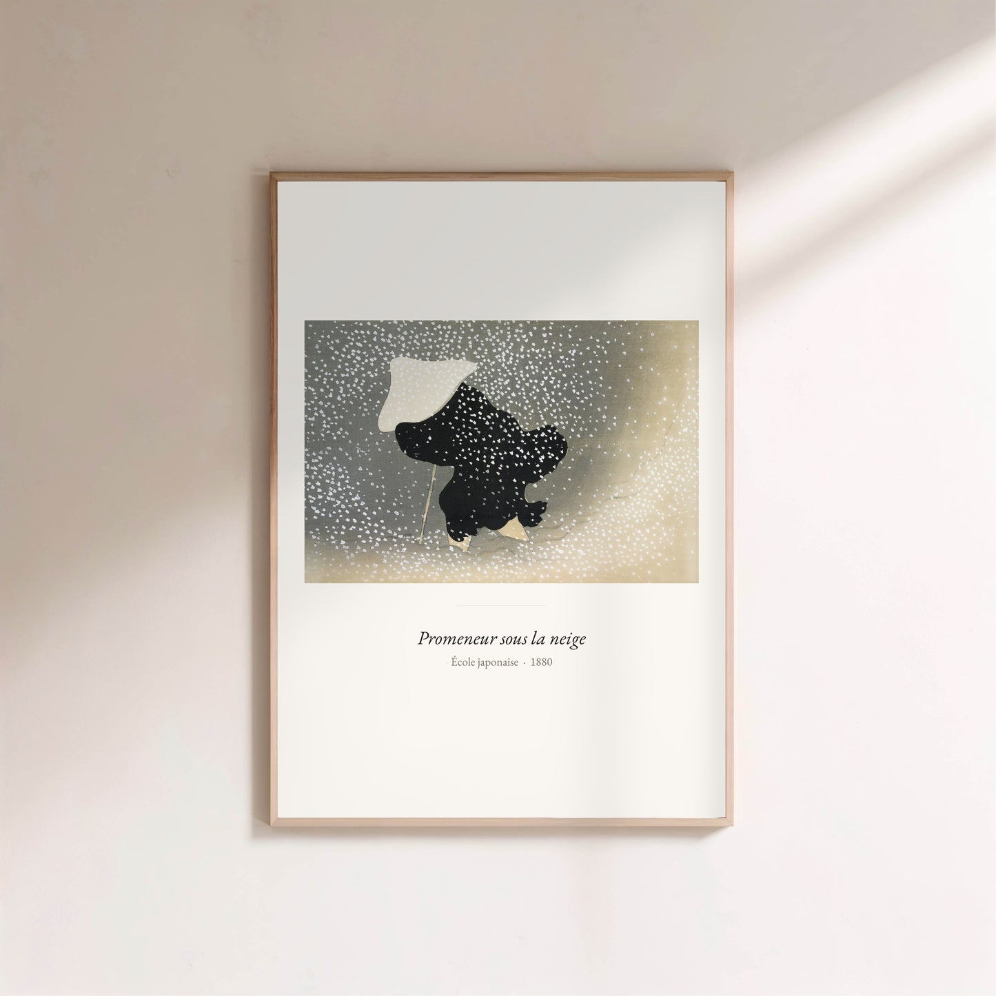 Promeneur sous la neige, École japonaise | Affiche Art Premium en situation