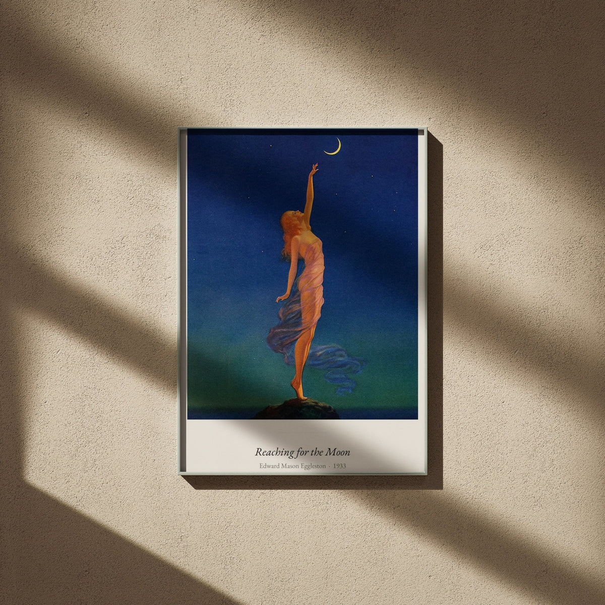 Reaching for the Moon, Eggleston | Affiche Art Premium, affiche encadrée sur un mur beige, ombres de fenêtre