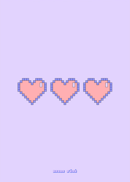 Retro Gaming Pixel Heart | Poster Rétro, l'affiche seule, papier épais mat éco-responsable
