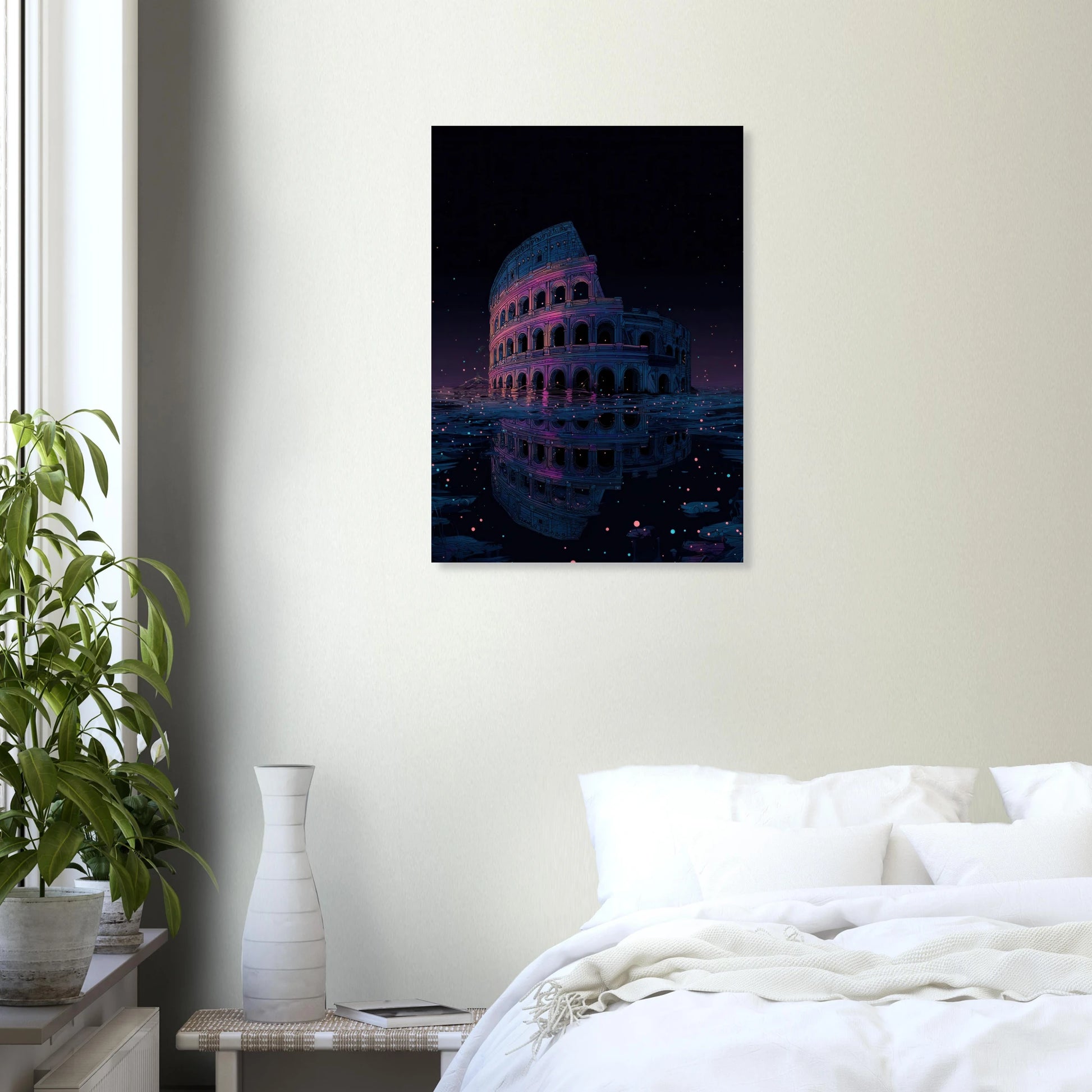 Affiche du Colisée by night, dans une Italie sous les eaux.