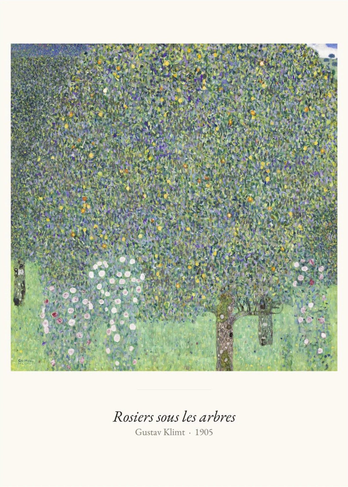 Rosiers sous les arbres, Gustav Klimt, l'affiche seule, papier épais mat éco-responsable