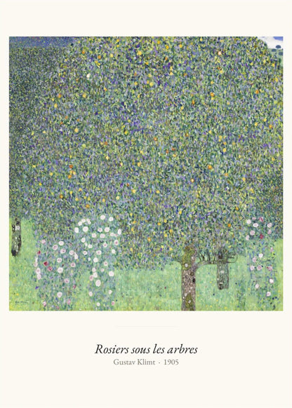 Rosiers sous les arbres, Gustav Klimt, l'affiche seule, papier épais mat éco-responsable