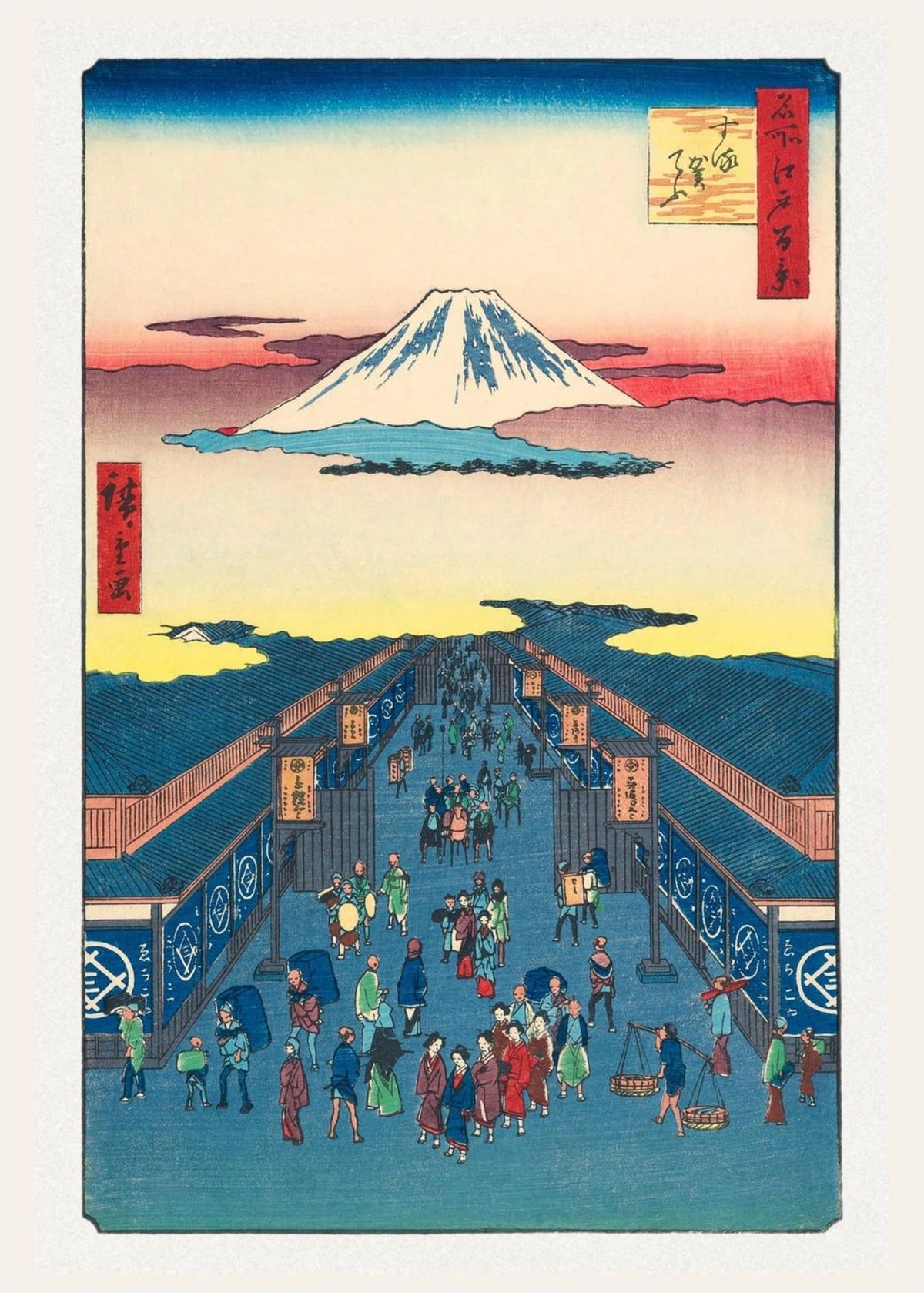 Rue Suruga (Suruga-chō) - Cent Vues Célèbres d'Edo - Estampe Japonaise, l'affiche seule, papier épais mat éco-responsable