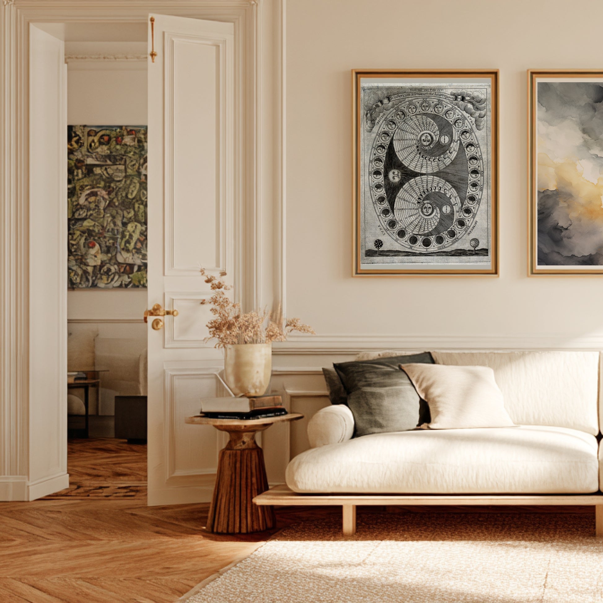 Sciathericum - Cadran Solaire Baroque - Affiche Sciences Vintage en situation