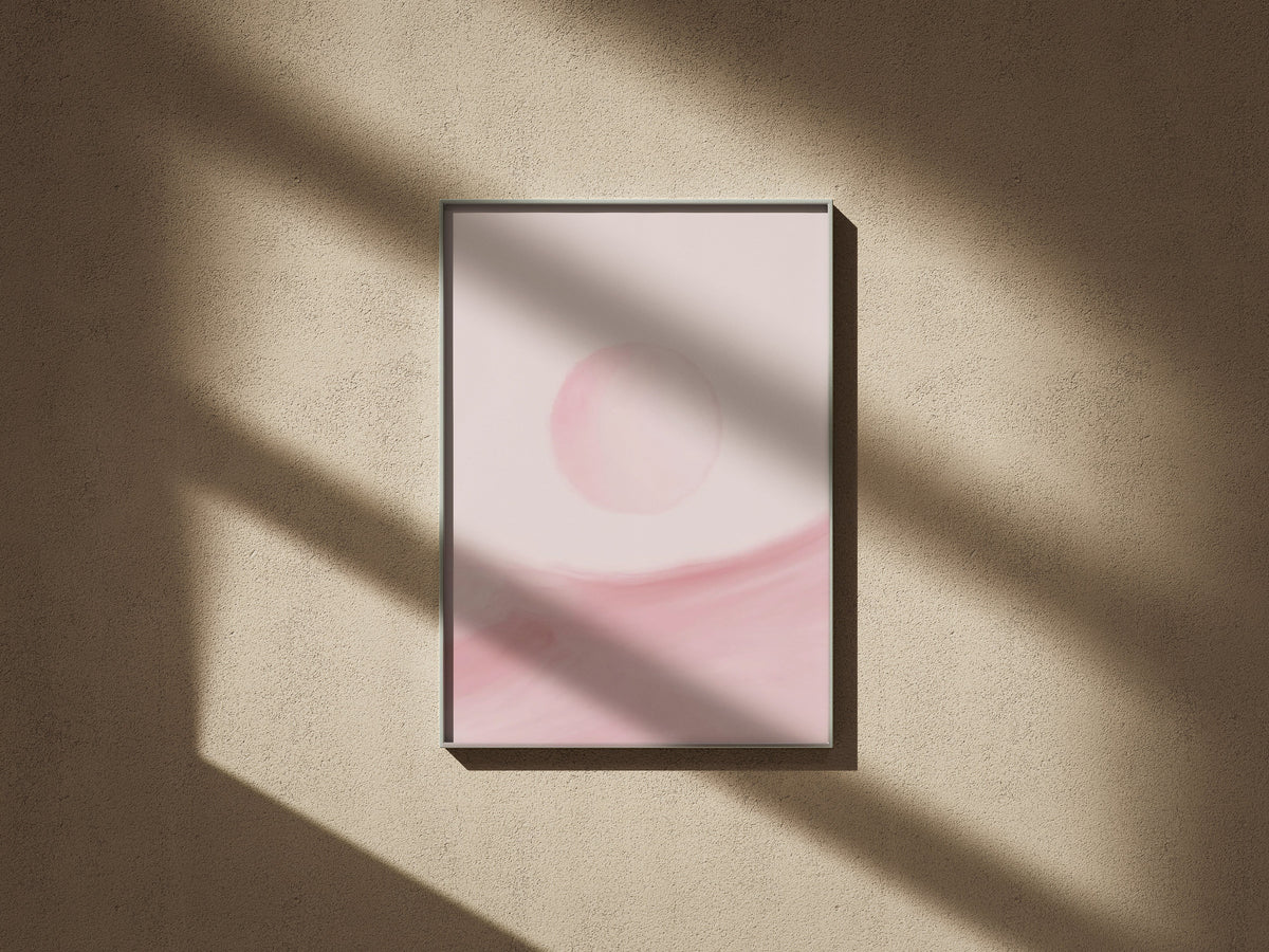 Stillness No. 2 | Poster Abstrait, affiche encadrée sur un mur texturé, lumière rasante