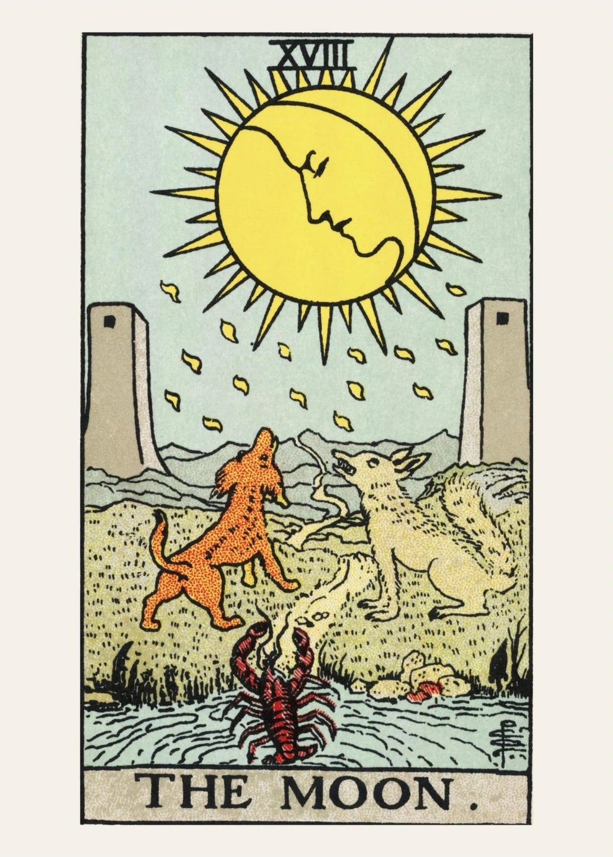The Moon - Tarot Rider-Waite (1909) - Affiche Lune, l'affiche seule, papier épais mat éco-responsable