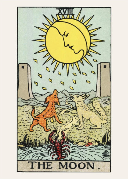 The Moon - Tarot Rider-Waite (1909) - Affiche Lune, l'affiche seule, papier épais mat éco-responsable