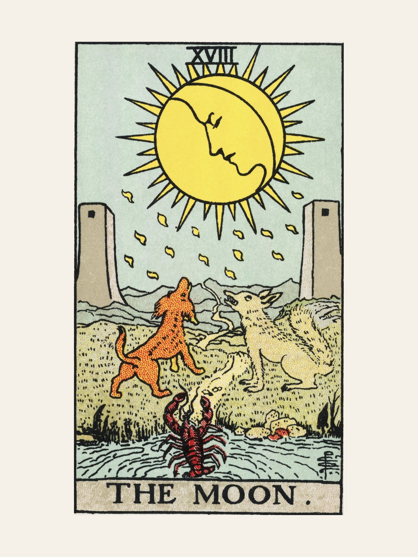 The Moon - Tarot Rider-Waite - Affiche Lune & Ésotérisme