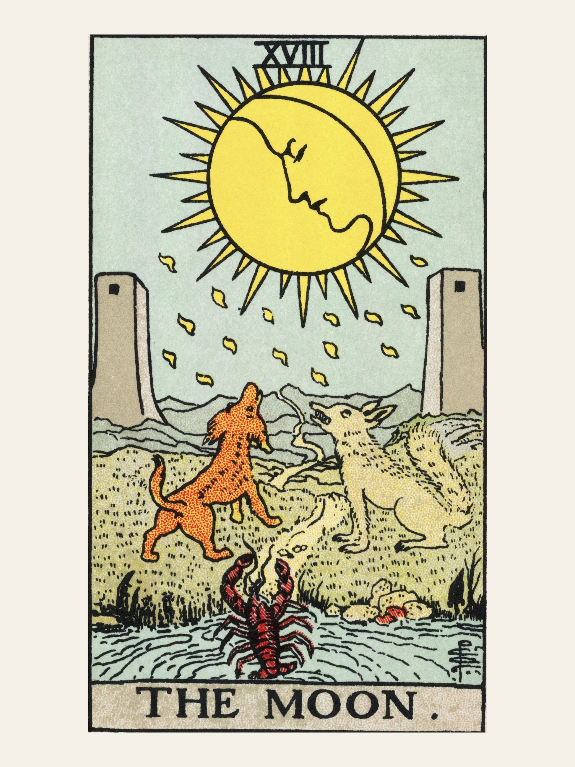 The Moon - Tarot Rider-Waite - Affiche Lune & Ésotérisme