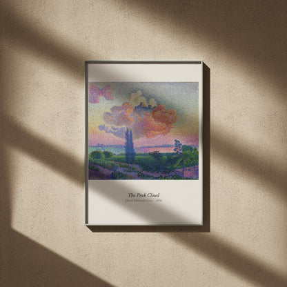 The Pink Cloud, Henri-Edmond Cross, affiche encadrée sur un mur beige, ombres de fenêtre